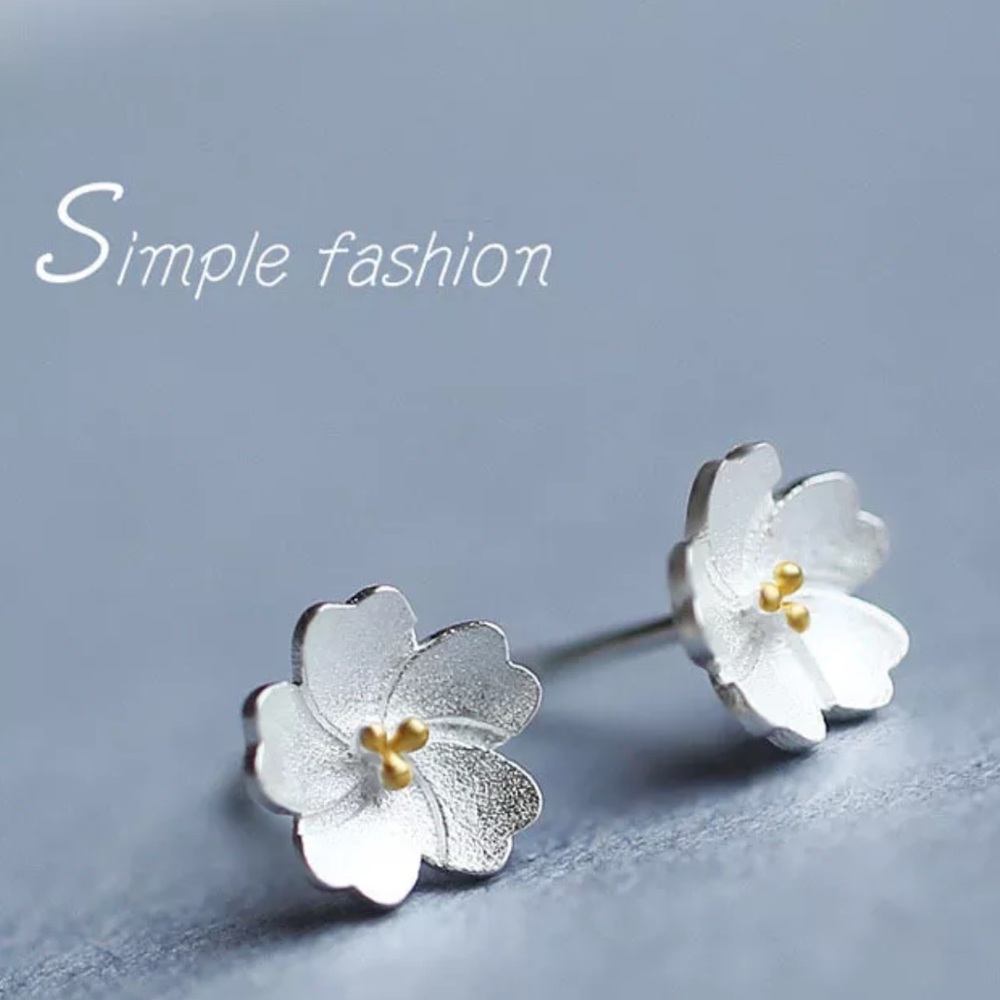 🌼Last 1🌼Flower 925 Sterling Silver Stud Earrings - Picture 1 of 7